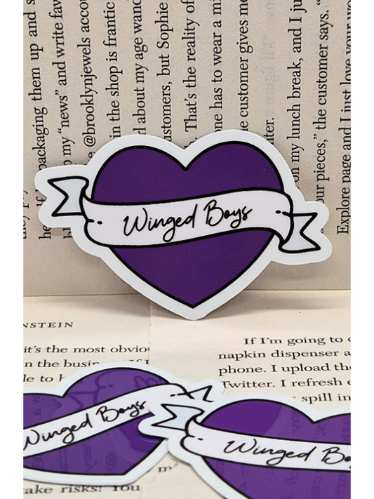 Winged Boys Heart Sticker